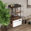 Hidden Cat Litter Box Enclosures with Cat Tree Tower, Cat Furniture with Scratching Pads and Large Storage Space, Industrial Cat Cabinet with Shelves