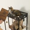 Hidden Cat Litter Box Enclosures with Cat Tree Tower, Cat Furniture with Scratching Pads and Large Storage Space, Industrial Cat Cabinet with Shelves