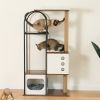 Cat Tree Tower for Indoor Cat, Cat Tower House with Scratcher Post, Cat Tree Condo with Scratching Pads, Cat Furniture with Resting Bed