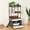 Hidden Cat Litter Box Enclosures with Cat Tree Tower, Cat Furniture with Scratching Pads and Large Storage Space, Industrial Cat Cabinet with Shelves