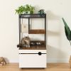 Hidden Cat Litter Box Enclosures with Cat Tree Tower, Cat Furniture with Scratching Pads and Large Storage Space, Industrial Cat Cabinet with Shelves