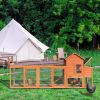 122"Large Wooden Chicken Coop,Outdoor Hen House with Nest Box,Wire Fence Poultry Cage