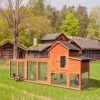 122"Large Wooden Chicken Coop,Outdoor Hen House with Nest Box,Wire Fence Poultry Cage