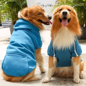 Plaid Dog Hoodie Pet Clothes Sweaters with Hat and Pocket Christmas Classic Plaid Small Medium Dogs Dog Costumes (colour: Big dog zipper pocket sweater lake blue, size: L (chest circumference 47, back length 35cm))