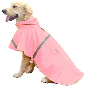 Dog Raincoats for Large Dogs with Reflective Strip Hoodie; Rain Poncho Jacket for Dogs (Color: D4-Pink, size: [XXXL])