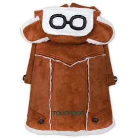 Touchdog 'Tuskegee' Aero-Vintage Designer Dog Coat (Color: Brown, size: small)