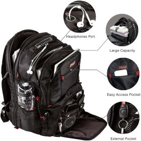 Extra Large RFID-Safe Travel Black Backpack Unisex TSA Friendly (size: 17inchextrawide)